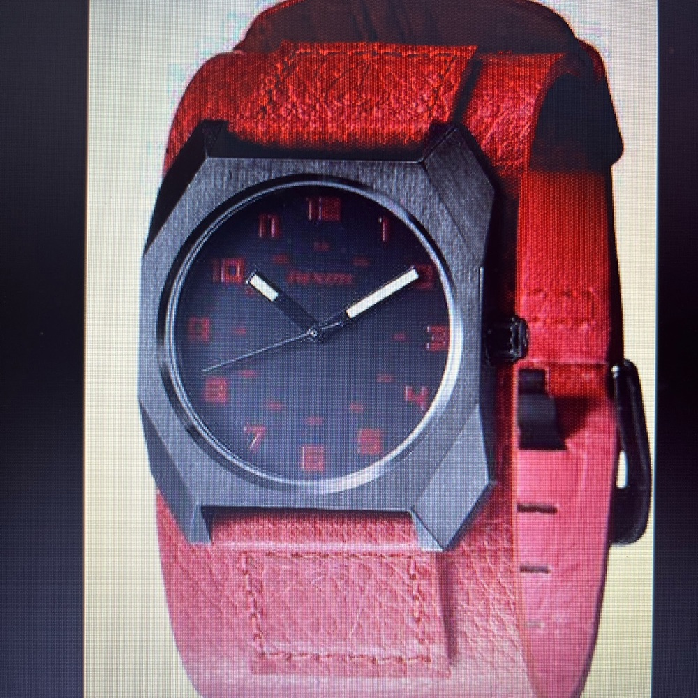 Nixon Scout leather watch men’s all black/red one size